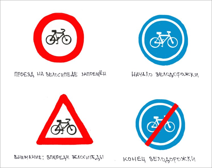 Что обозначают дорожные знаки с изображением велосипеда?